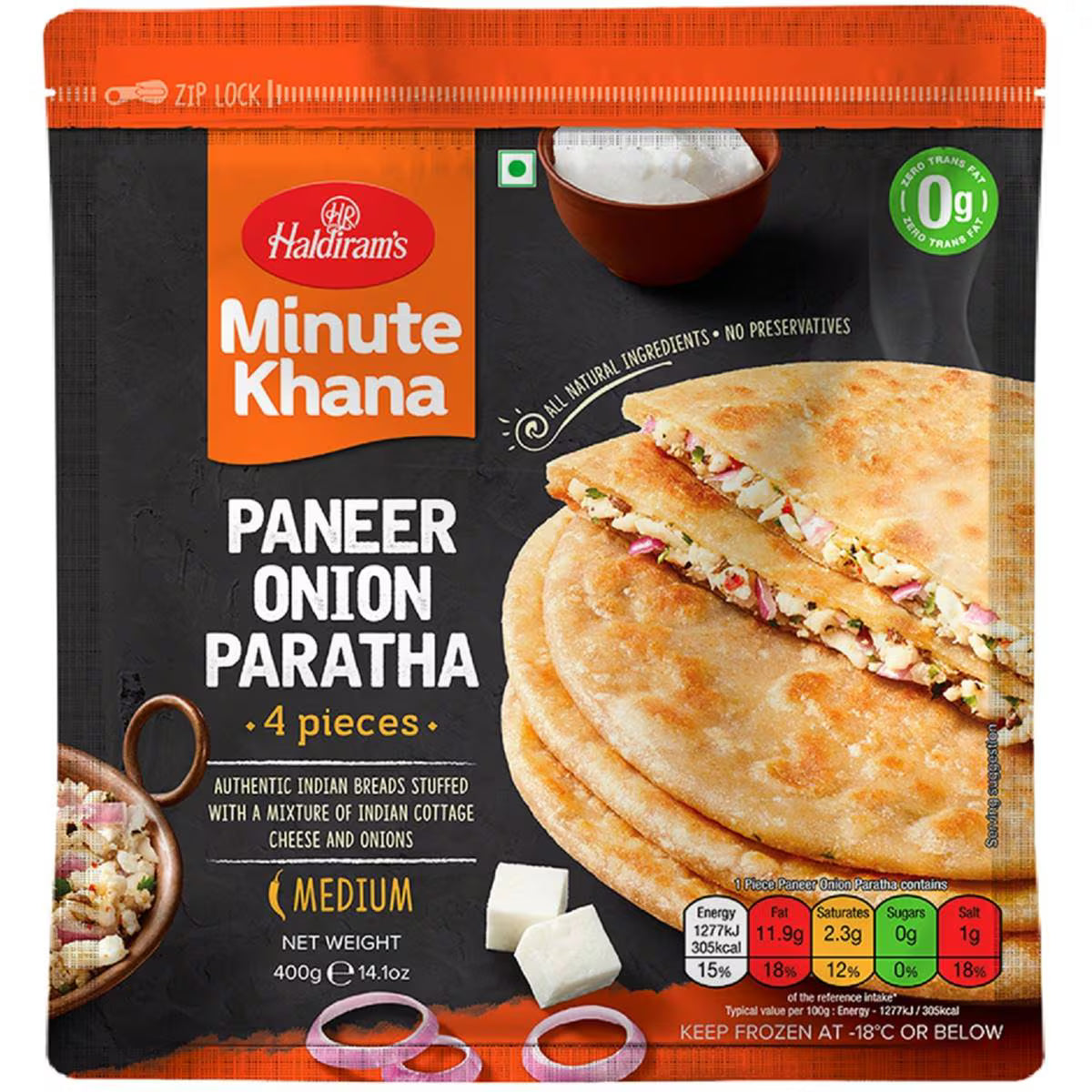 Haldirams Paneer Oninon Paratha 400g