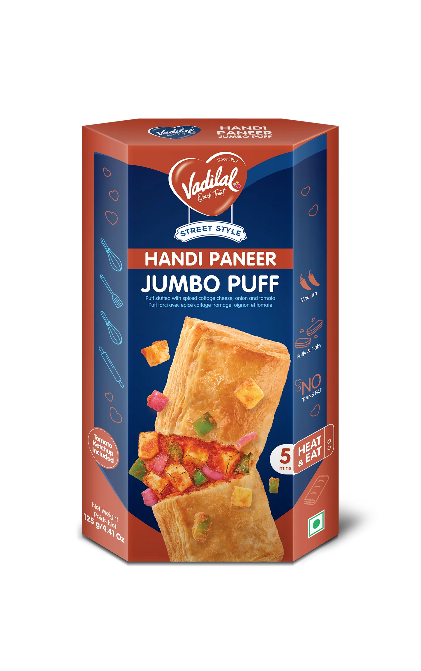 Vadilal Handi Paneer Jumbo Puff 125 Gm